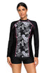 Sexy High Neck Long Sleeve Rashguard Surfing Diving Swimwear